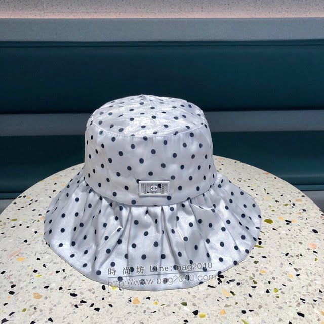 Chanel新品女士帽子 香奈兒波浪大沿波點漁夫帽遮陽帽  mm1565
